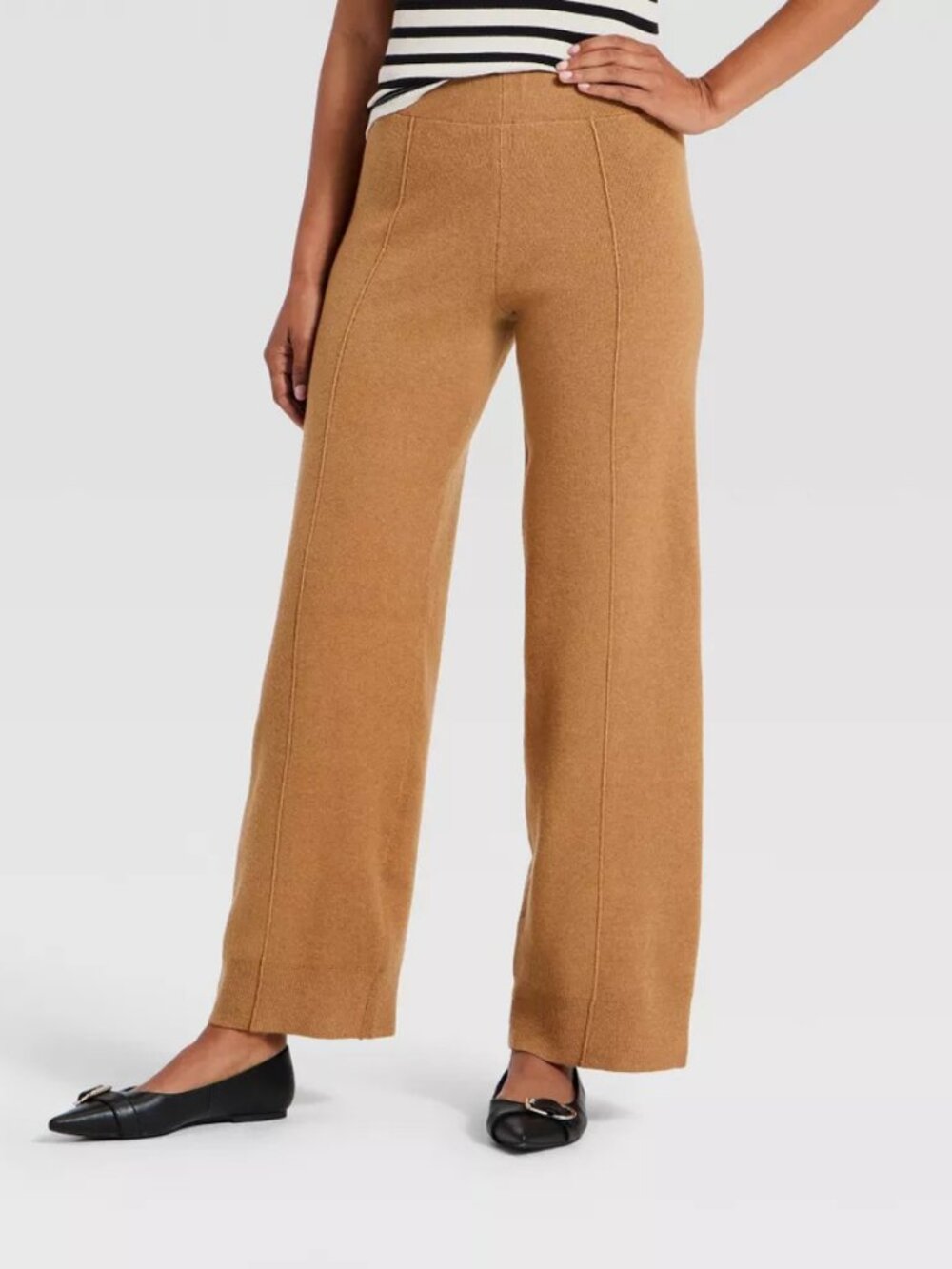 Women's Wide Leg Sweater Pants - A New Day Brown S